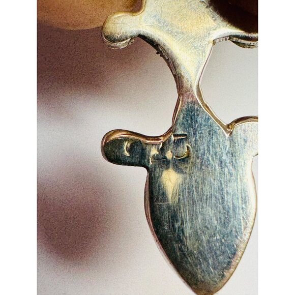 Estate Sterling Silver 925 Tiger Eye Drop Dangle Earrings Hook 3.56g Boho Chic - Picture 5 of 7